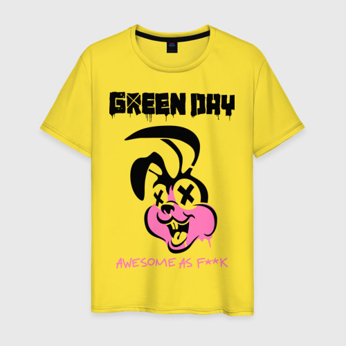 Мужская футболка хлопок Green Day, цвет желтый
