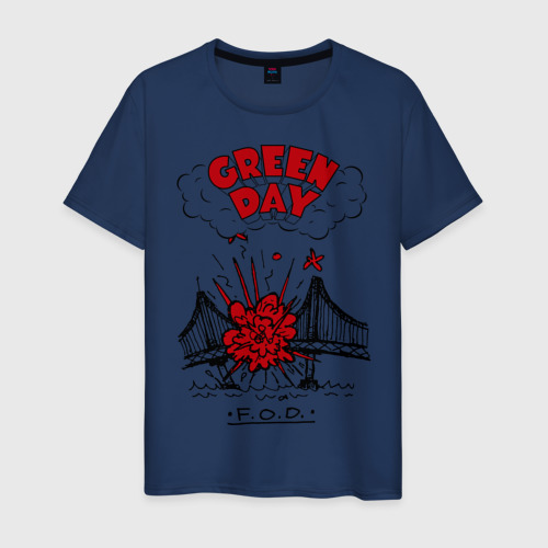 Мужская футболка хлопок Green Day, цвет темно-синий