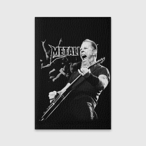 Обложка для паспорта матовая кожа Metallica, цвет черный