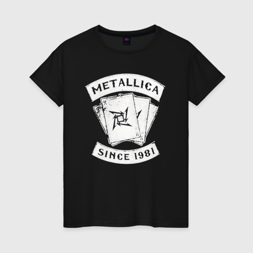 Женская футболка хлопок с принтом Metallica, вид спереди #2