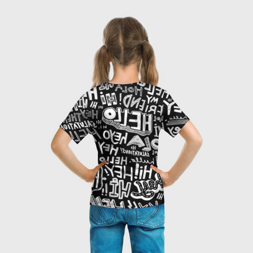 Детская футболка 3D с принтом Привет, вид сзади #2