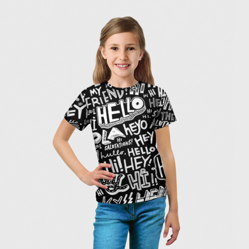 Детская футболка 3D с принтом Привет, вид сбоку #3