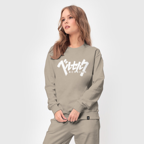 Женский костюм хлопок Berserk logo white, цвет миндальный - фото 5