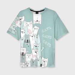 Женская футболка oversize 3D Коты - весёлая компания
