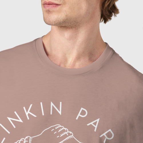 Мужская футболка хлопок Linkin Park, цвет пыльно-розовый - фото 6