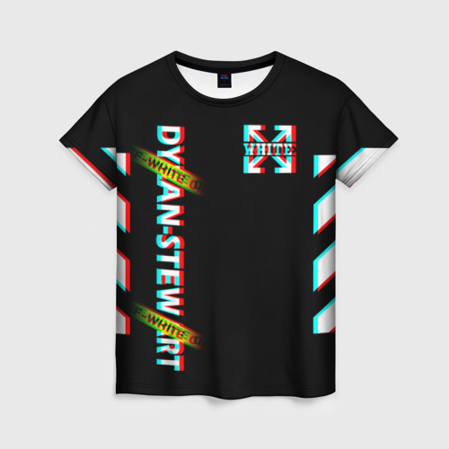 Женская футболка 3D Off-White Black (Glitch). Фото 01 Женская футболка 3D Off-White Black (Glitch). Фото 01