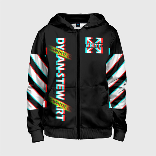 Детская толстовка 3D на молнии Off-White Black (Glitch). Фото 01 Детская толстовка 3D на молнии Off-White Black (Glitch). Фото 01