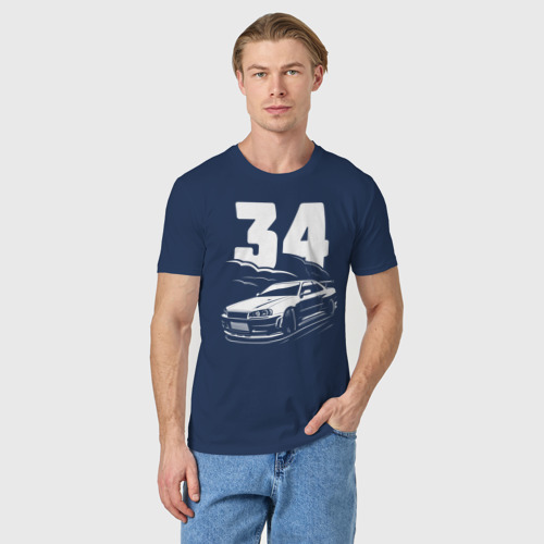 Мужская футболка хлопок R34 drift, цвет темно-синий - фото 3