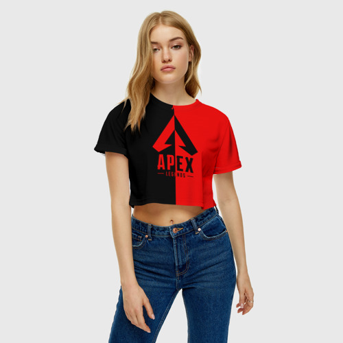 Женская футболка Crop-top 3D Apex Legends red, цвет 3D печать - фото 4