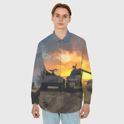 Мужская рубашка oversize 3D Танки - фото 2