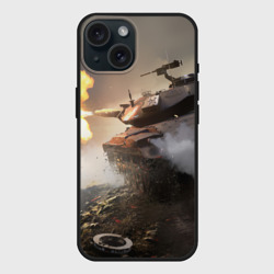 Чехол силиконовый для Apple iPhone 15 матовый Танки