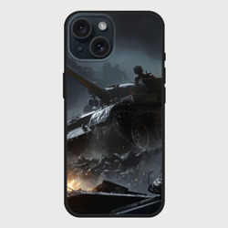 Чехол силиконовый для Apple iPhone 15 матовый Танки