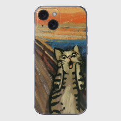 Чехол для iPhone 15 силиконовый с защитой камеры Крик котика