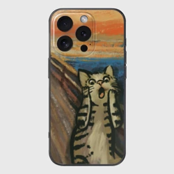 Чехол для iPhone 16 Pro силиконовый с защитой камеры Крик котика