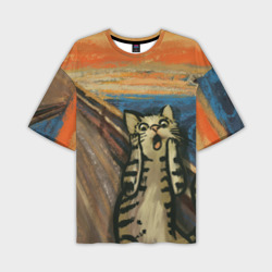 Мужская футболка oversize 3D Крик котика