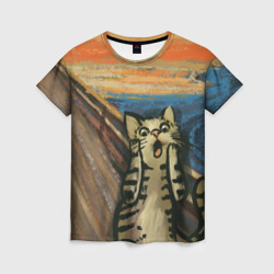 Женская футболка 3D Крик котика
