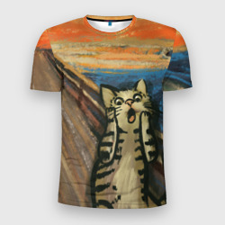 Мужская футболка 3D Slim Крик котика