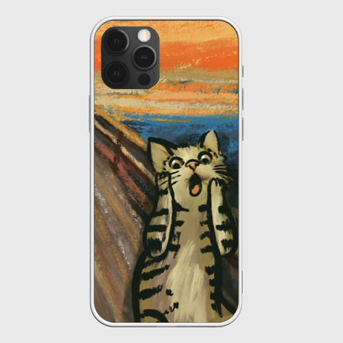 Чехол для iPhone 12 Pro Крик котика, цвет белый