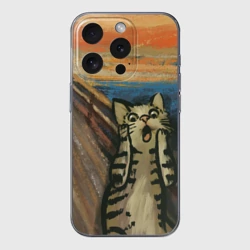 Чехол для iPhone 15 Pro Max силиконовый с защитой камеры Крик котика