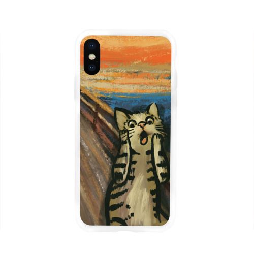 Чехол для Apple iPhone X силиконовый глянцевый Крик котика Фото 01 Чехол для Apple iPhone X силиконовый глянцевый Крик котика Фото 01
