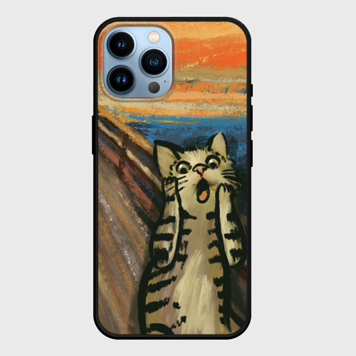 Чехол для iPhone 14 Pro Max Крик котика, цвет черный