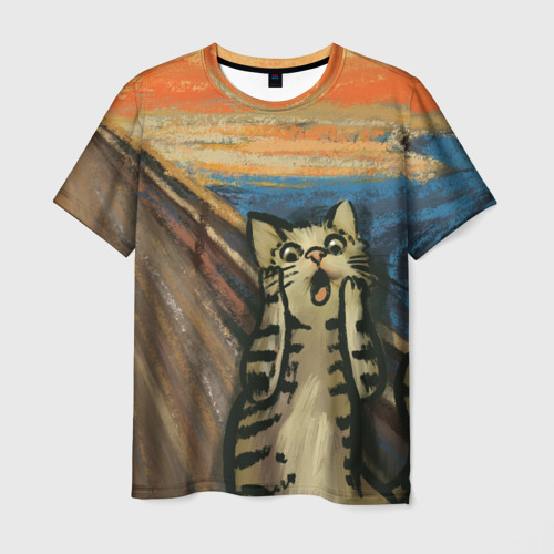 Мужская футболка 3D Крик котика, цвет 3D печать