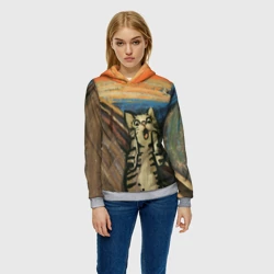 Женская толстовка 3D Крик котика - фото 2