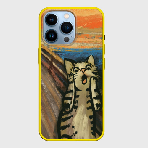Чехол для iPhone 14 Pro с принтом Крик котика, вид спереди №1