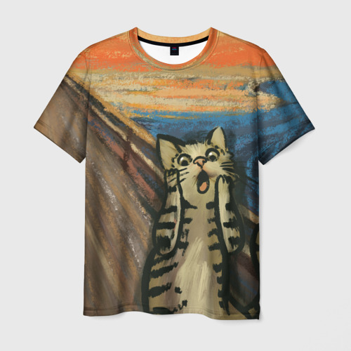 Мужская футболка 3D Крик котика, цвет 3D печать