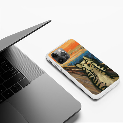 Чехол для iPhone 12 Pro Крик котика, цвет белый - фото 4