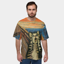 Мужская футболка oversize 3D Крик котика - фото 2
