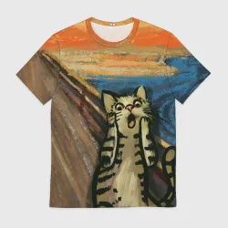 Мужская футболка 3D Крик котика