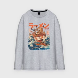 Женский лонгслив oversize хлопок Great Ramen off Kanagawa