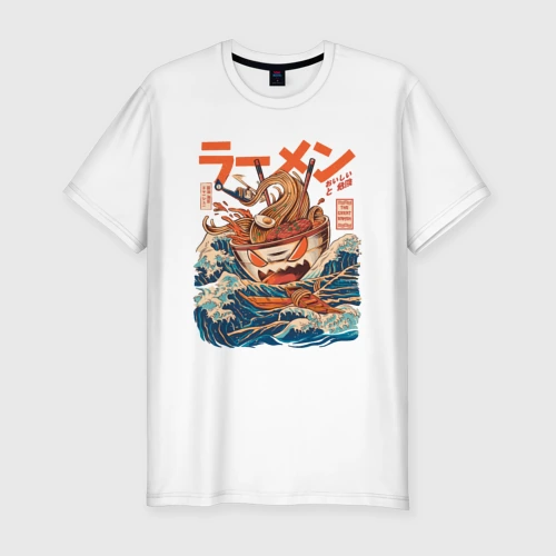 Мужская футболка хлопок Slim Great Ramen off Kanagawa