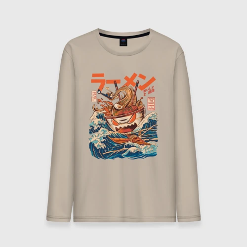 Мужской лонгслив хлопок Great Ramen off Kanagawa