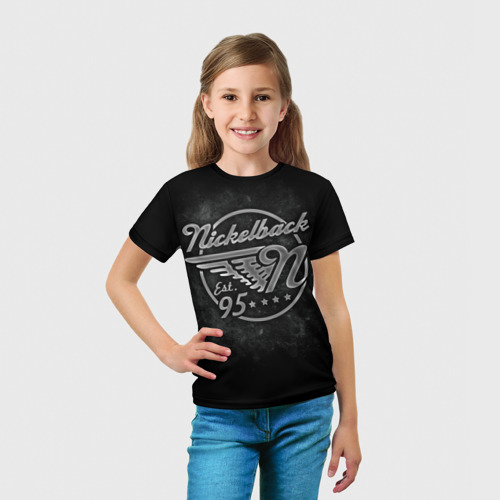 Детская футболка 3D с принтом Nickelback, вид сбоку #3