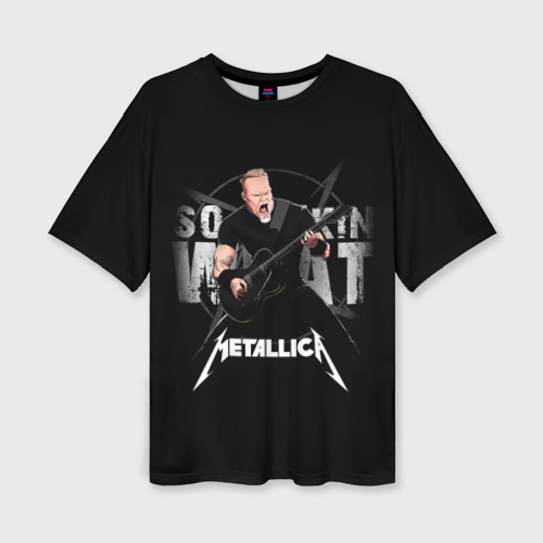 Женская футболка oversize 3D Metallica black, цвет 3D печать