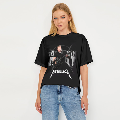 Женская футболка oversize 3D Metallica black, цвет 3D печать - фото 5