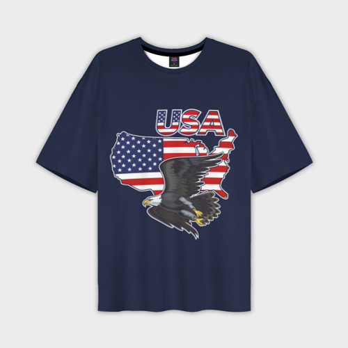 Мужская футболка oversize 3D USA - flag and eagle, цвет 3D печать