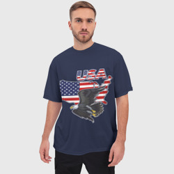 Мужская футболка oversize 3D USA - flag and eagle - фото 2