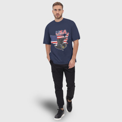 Футболка с принтом USA - flag and eagle для мужчины, вид на модели спереди №3. Цвет основы: белый