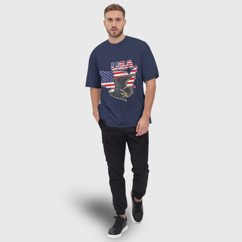 Мужская футболка oversize 3D USA - flag and eagle, цвет 3D печать - фото 5