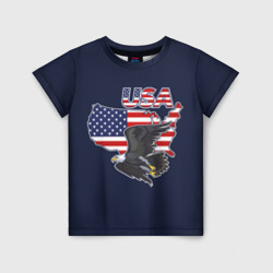 Детская футболка 3D USA - flag and eagle