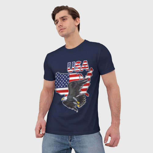 Мужская футболка 3D USA - flag and eagle - фото 3