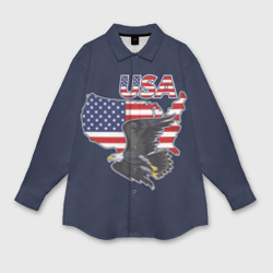 Мужская рубашка oversize 3D USA - flag and eagle