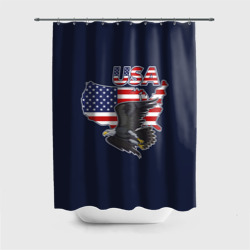 Штора 3D для ванной USA - flag and eagle