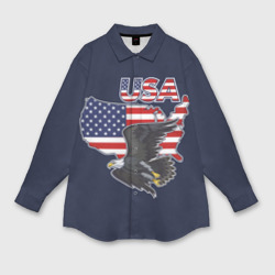 Женская рубашка oversize 3D USA - flag and eagle