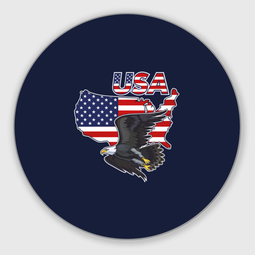 Круглый коврик для мышки USA - flag and eagle