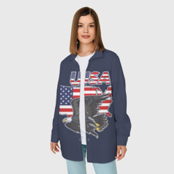 Женская рубашка oversize 3D USA - flag and eagle - фото 2