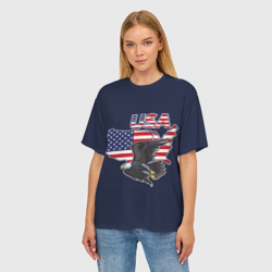 Женская футболка oversize 3D USA - flag and eagle - фото 2